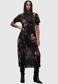 AllSaints rochie Laverna culoarea negru, maxi, evazati imagine