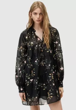 AllSaints rochie MINDY OTO DRESS culoarea negru, mini, evazati, WD534Z imagine