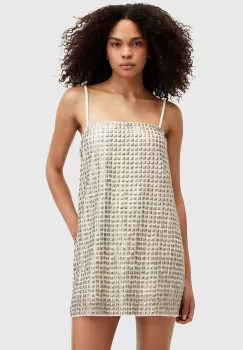 AllSaints rochie OPELINE EMB DRESS culoarea auriu, mini, drept, W008DA imagine