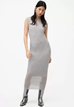 AllSaints rochie PATRICE DRESS culoarea gri, midi, mulata, W216DA imagine