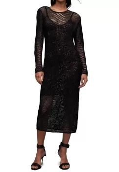 AllSaints rochie Rosalie culoarea negru, midi, drept imagine