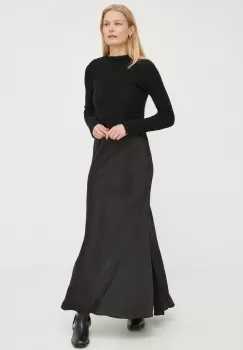 AllSaints rochie si pulover din lana culoarea negru, maxi, drept imagine