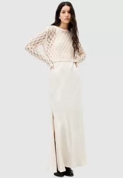 AllSaints rochie si pulover ERIN DRESS culoarea bej, maxi, drept, W120DA imagine