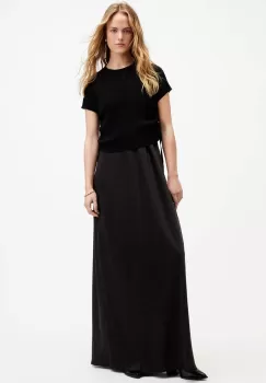 AllSaints rochie si pulover HAYES DRESS culoarea negru, maxi, drept, W125DA imagine