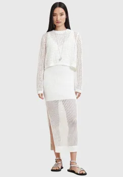 AllSaints rochie si pulover MIRO culoarea alb, maxi, drept, W179DC imagine