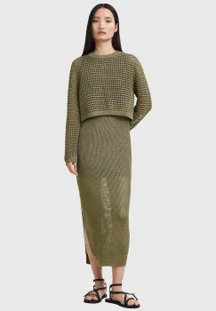 AllSaints rochie si pulover MIRO culoarea verde, maxi, drept, W179DC imagine