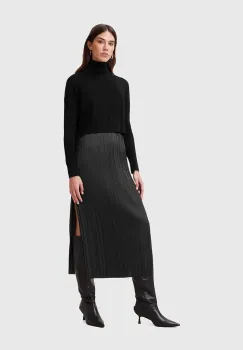 AllSaints rochie si pulover VITTORIA culoarea negru, midi, drept, W030DC imagine