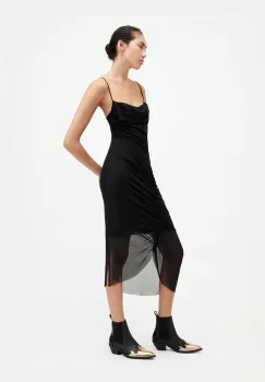 AllSaints rochie ULLA culoarea negru, midi, mulata imagine