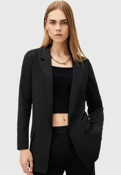 AllSaints sacou ALEIDA TRI BLAZER culoarea negru, desfacut, neted, W008QZ imagine