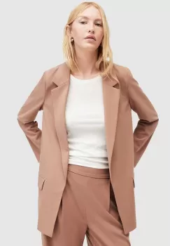 AllSaints sacou culoarea maro, desfacut, neted imagine