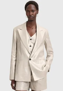 AllSaints sacou de in AVERIE culoarea argintiu, un singur rand de nasturi, uni, W067QC imagine
