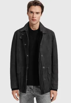 AllSaints sacou de piele intoarsa BOLTON imagine