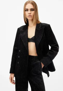 AllSaints sacou din bumbac SEVENH culoarea negru, cu doua randuri de nasturi, W026QB imagine