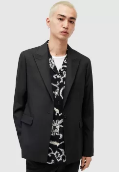 AllSaints sacou din lana Dima culoarea negru imagine