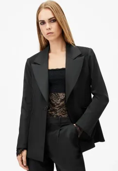 AllSaints sacou LACEY culoarea negru, un singur rand de nasturi, uni, W016QB imagine