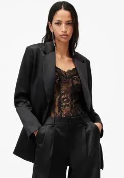 AllSaints sacou SAE culoarea negru, un singur rand de nasturi, uni, W028QB imagine
