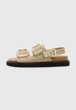 AllSaints sandale din piele intoarsa Isla Sandal culoarea bej, W045FC imagine