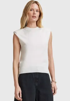 AllSaints tricou de lana KAYLA femei, culoarea alb, W016KC imagine