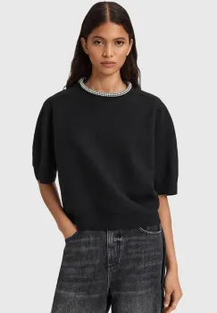 AllSaints tricou de lana ODELL culoarea negru, W049KD imagine