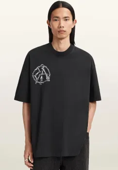 AllSaints tricou din bumbac ANATOMICA culoarea negru, cu imprimeu, M046PD imagine