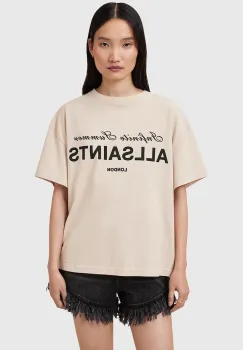 AllSaints tricou din bumbac AVRI culoarea bej, W095JC imagine