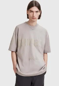 AllSaints tricou din bumbac BIGGY barbati, culoarea bej, cu imprimeu, M088PB imagine