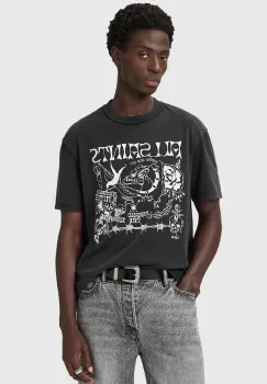 AllSaints tricou din bumbac CHINGFORD culoarea gri, cu imprimeu, M002PD imagine