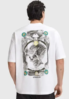 AllSaints tricou din bumbac culoarea alb, cu imprimeu, M028PD imagine