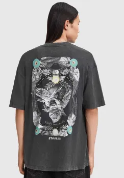 AllSaints tricou din bumbac culoarea gri, cu imprimeu, M028PD imagine