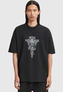 AllSaints tricou din bumbac culoarea negru, cu imprimeu, M030PD imagine