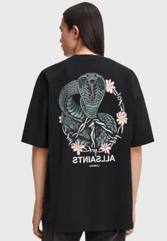 AllSaints tricou din bumbac culoarea negru, cu imprimeu, M032PD imagine