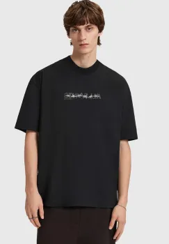 AllSaints tricou din bumbac culoarea negru, cu imprimeu, M038PD imagine