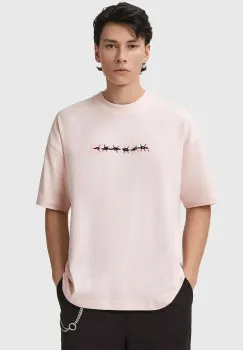 AllSaints tricou din bumbac culoarea roz, cu imprimeu, M038PD imagine