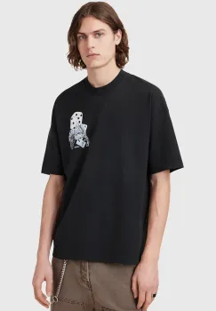 AllSaints tricou din bumbac DEALT culoarea negru, cu imprimeu, M035PC imagine