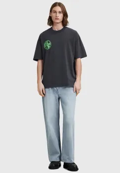 AllSaints tricou din bumbac DISTORTION culoarea gri, cu imprimeu, M041PC imagine
