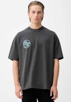 AllSaints tricou din bumbac DISTORTION culoarea gri, cu imprimeu, M041PC imagine