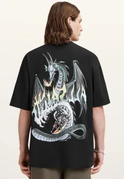 AllSaints tricou din bumbac DRAGON culoarea negru, cu imprimeu, M036PC imagine