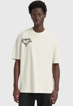 AllSaints tricou din bumbac DRIP culoarea alb, cu imprimeu, M005PD imagine