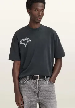 AllSaints tricou din bumbac DRIP culoarea negru, cu imprimeu, M005PD imagine