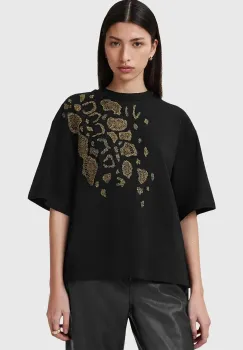 AllSaints tricou din bumbac FLOW EMB AMELIE femei, culoarea negru, W068JC imagine