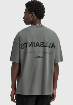 AllSaints tricou din bumbac FUTURE culoarea verde, cu imprimeu, M006PD imagine