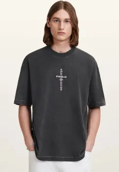 AllSaints tricou din bumbac KNOX culoarea gri, cu imprimeu, M048PC imagine