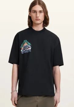 AllSaints tricou din bumbac POUNCE culoarea gri, cu imprimeu, M050PC imagine