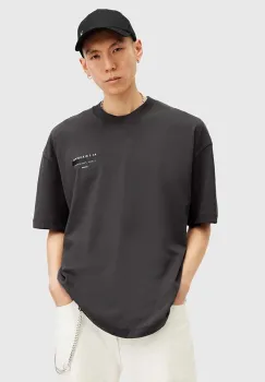 AllSaints tricou din bumbac REDACT SS CREW barbati, culoarea negru, cu imprimeu, M002PC imagine