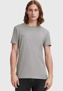 AllSaints tricou din bumbac TONIC barbati, culoarea gri, neted, M028JB imagine