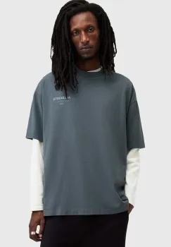 AllSaints tricou din bumbac UNDERGROUND barbati, cu imprimeu, M071PB imagine