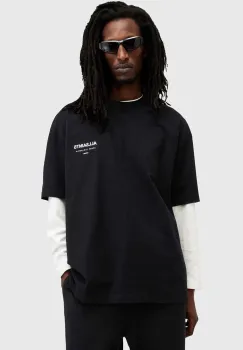 AllSaints tricou din bumbac UNDERGROUND barbati, culoarea negru, cu imprimeu, M071PB imagine