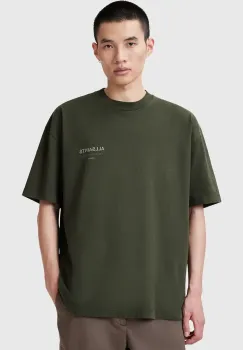 AllSaints tricou din bumbac UNDERGROUND barbati, culoarea verde, cu imprimeu, M071PB imagine