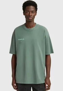 AllSaints tricou din bumbac UNDERGROUND barbati, culoarea verde, cu imprimeu, M071PB imagine