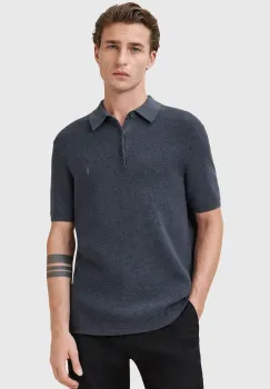AllSaints tricou polo din amestec de lana ASPEN culoarea bleumarin, uni, M025KA imagine